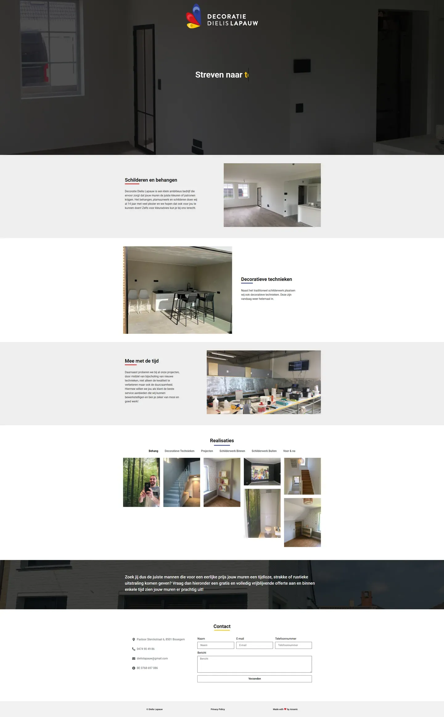 Oude website van Decoratie Dielis Lapauw