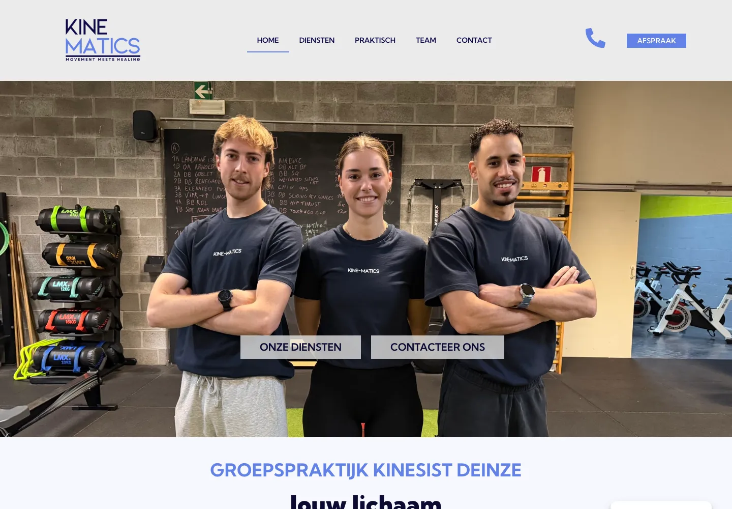 De website van Kine-Matics.
