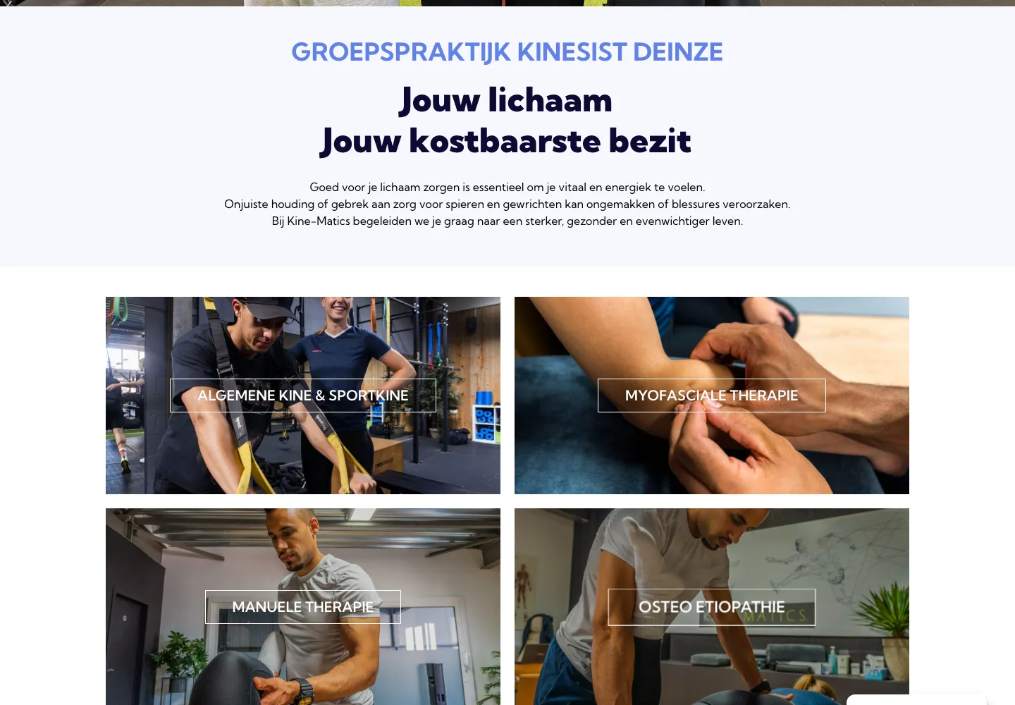 Detail van de website van Kine-Matics.