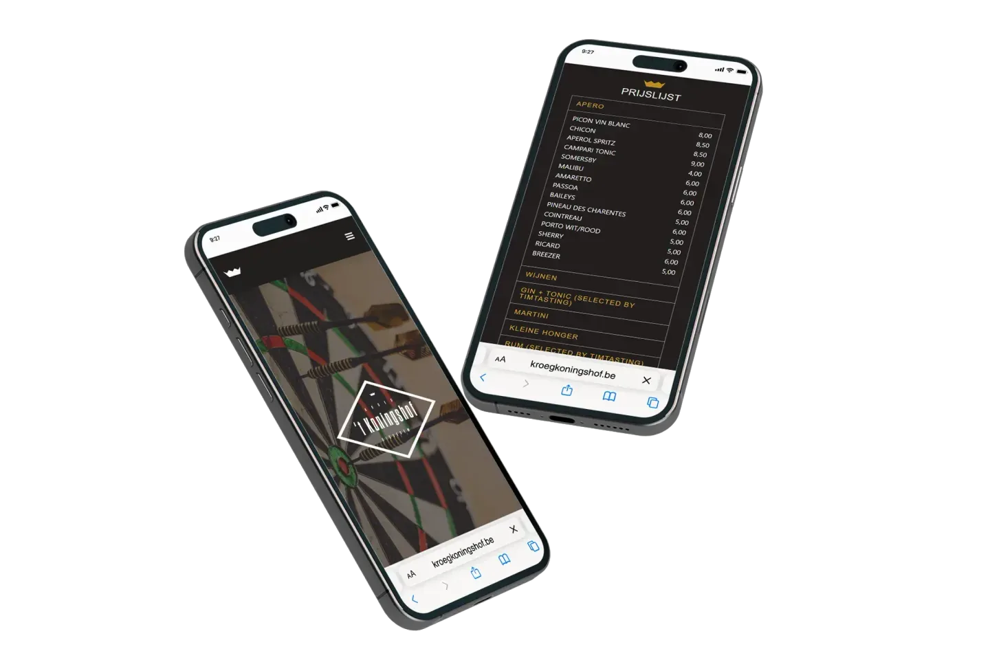 Kroeg Koningshof op smartphone