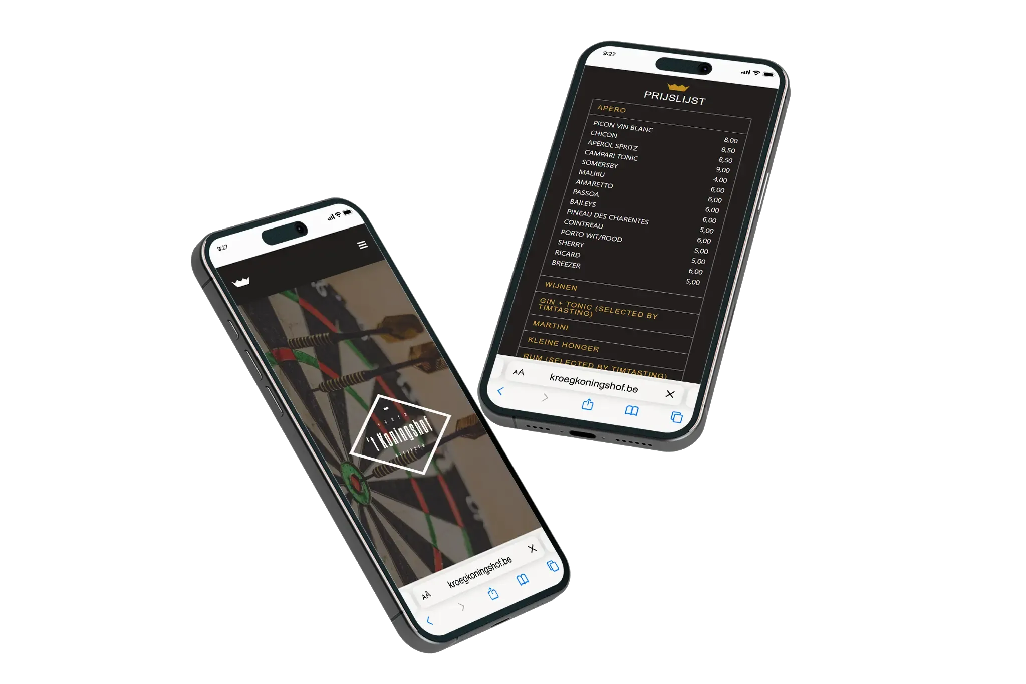 Kroeg Koningshof op smartphone