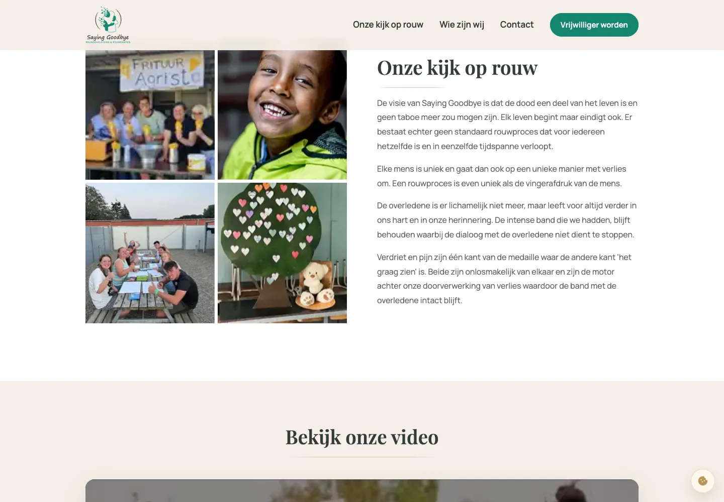 Detail van de website van Saying Goodbye.