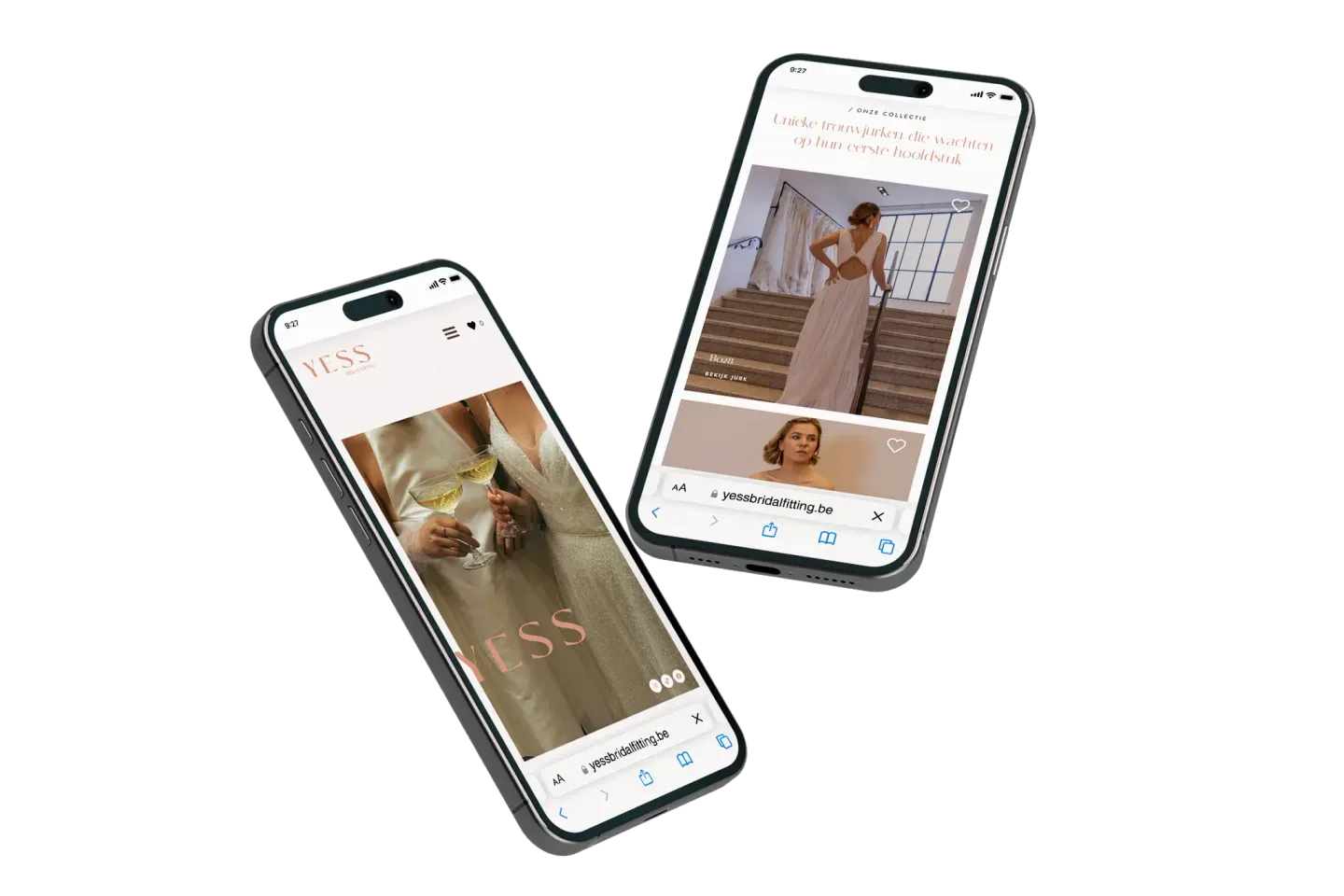 YESS Bridal Fitting op smartphone