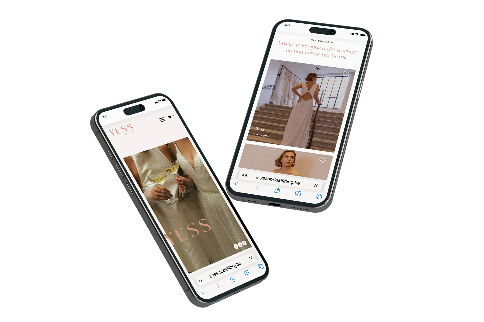 YESS Bridal Fitting op smartphone