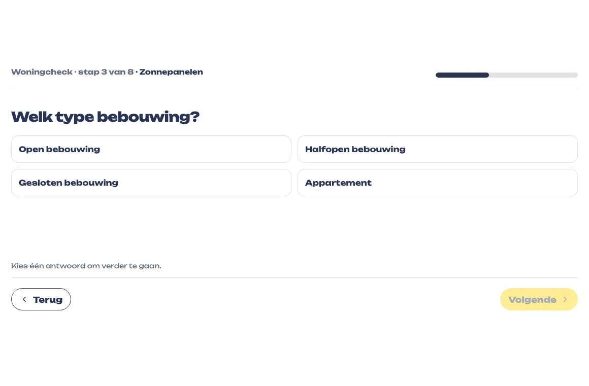 Een stap uit de Woningcheck van Zonneslag: welk type bebouwing?